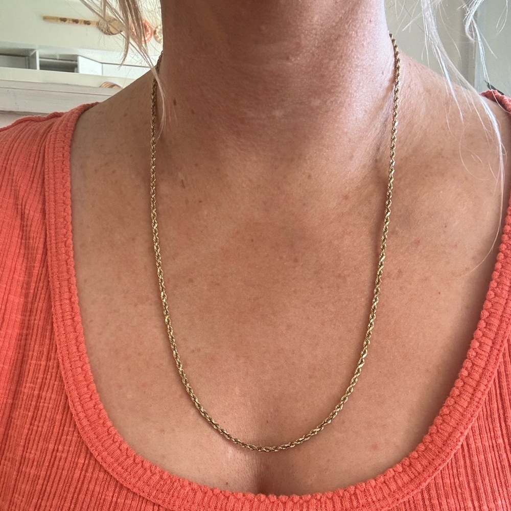 10K Solid Yellow Gold Necklace Gold Rope Chain, 1.5MM, 24”, 11.3 Grams, unisex